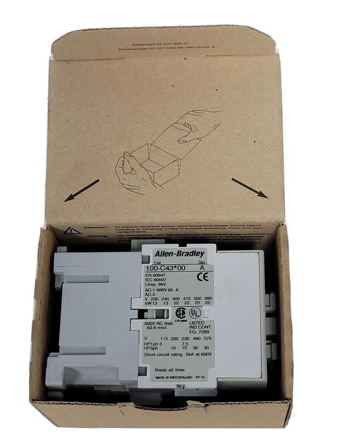 Used NEW ALLEN BRADLEY 100-C43D10 /A CONTACTOR 3POLE 50/60Hz 100C43D10