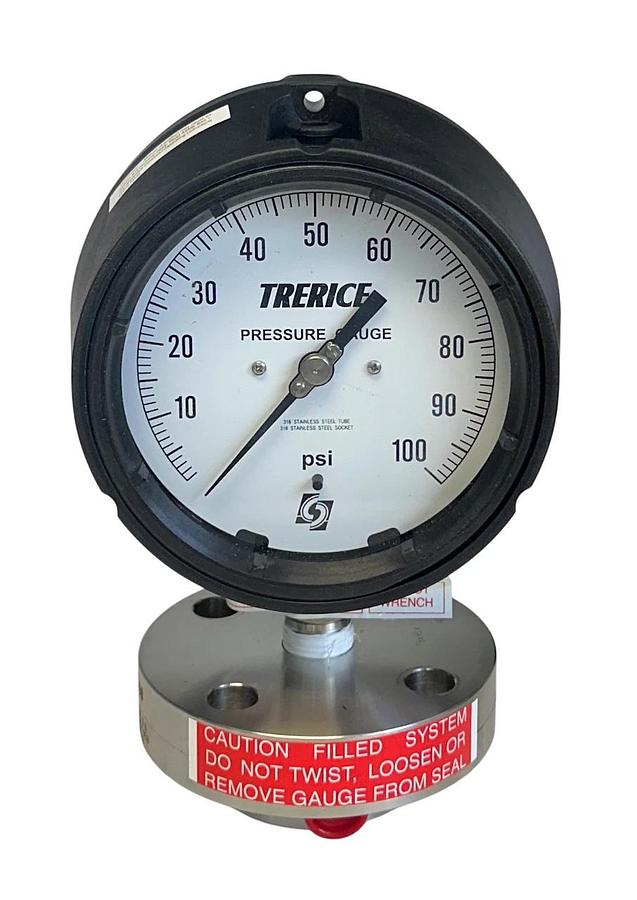 TRERICE 450SS4504LA100 / M53122HHSS PRESSURE GAUGE 0-100PSI SILICONE NSMP