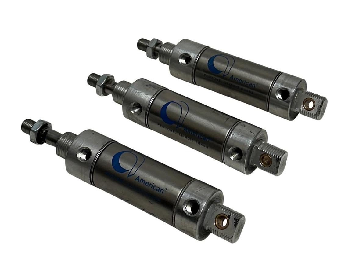 Used 3 AMERICAN 1250DVS-0.87-2-32 / 1250DVS087232 PNEUMATIC CYLINDERS SINGLE-ROD USNP