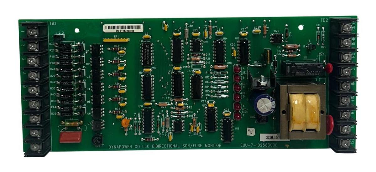 Used DYNAPOWER CO EUU-7-102583000 / EUU7102583000 SCR / FUSE MONITOR BOARD USNP