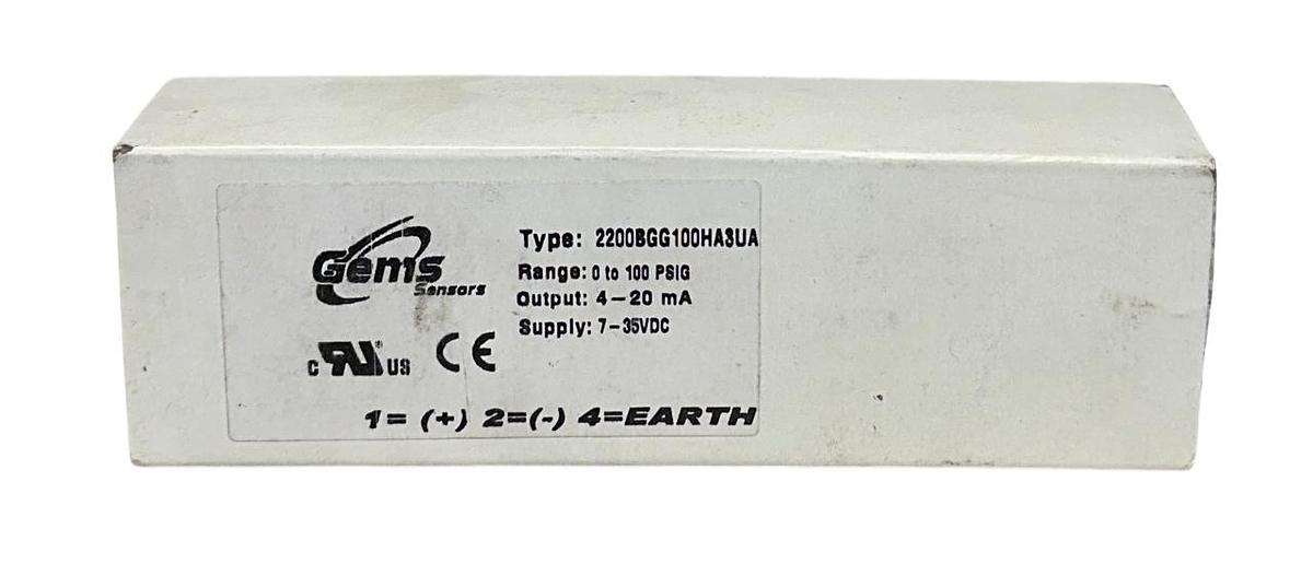 Used GEMS SENSORS 2200BGG100HA3UA PRESSURE TRANSDUCER 7-35VDC 4-20mA 0-100PSIG NSMP *