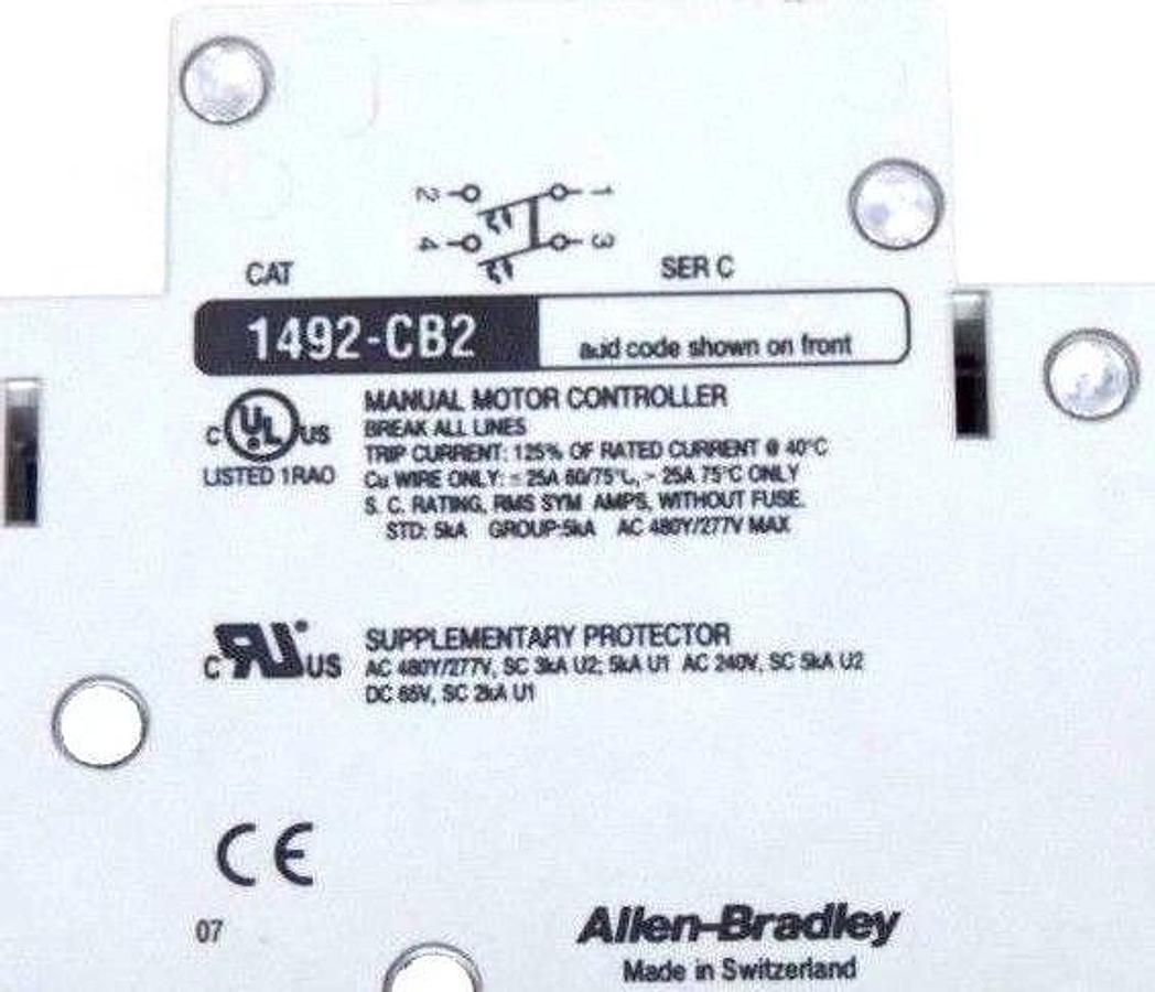 Used ALLEN BRADLEY 1492-CB2H500 CIRCUIT BREAKER SER C, 50A, 20HP, 1492CB2H500