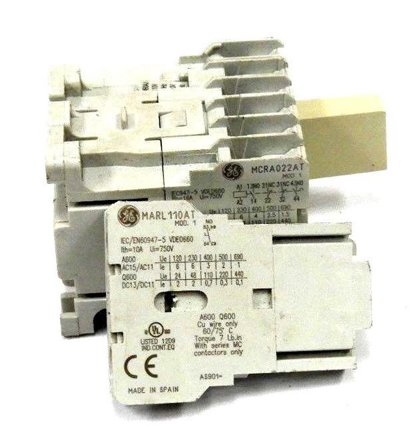 Used GENERAL ELECTRIC MCRA022AT RELAY WITH MARL110AT & MP0AAE2 CONTACTOR