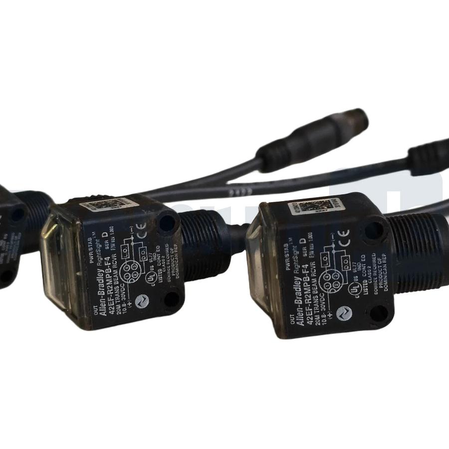 Used (4) Allen-Bradley 42EF-R2MPB-F4 /D RightSight Transmitted Beam Receivers 20m