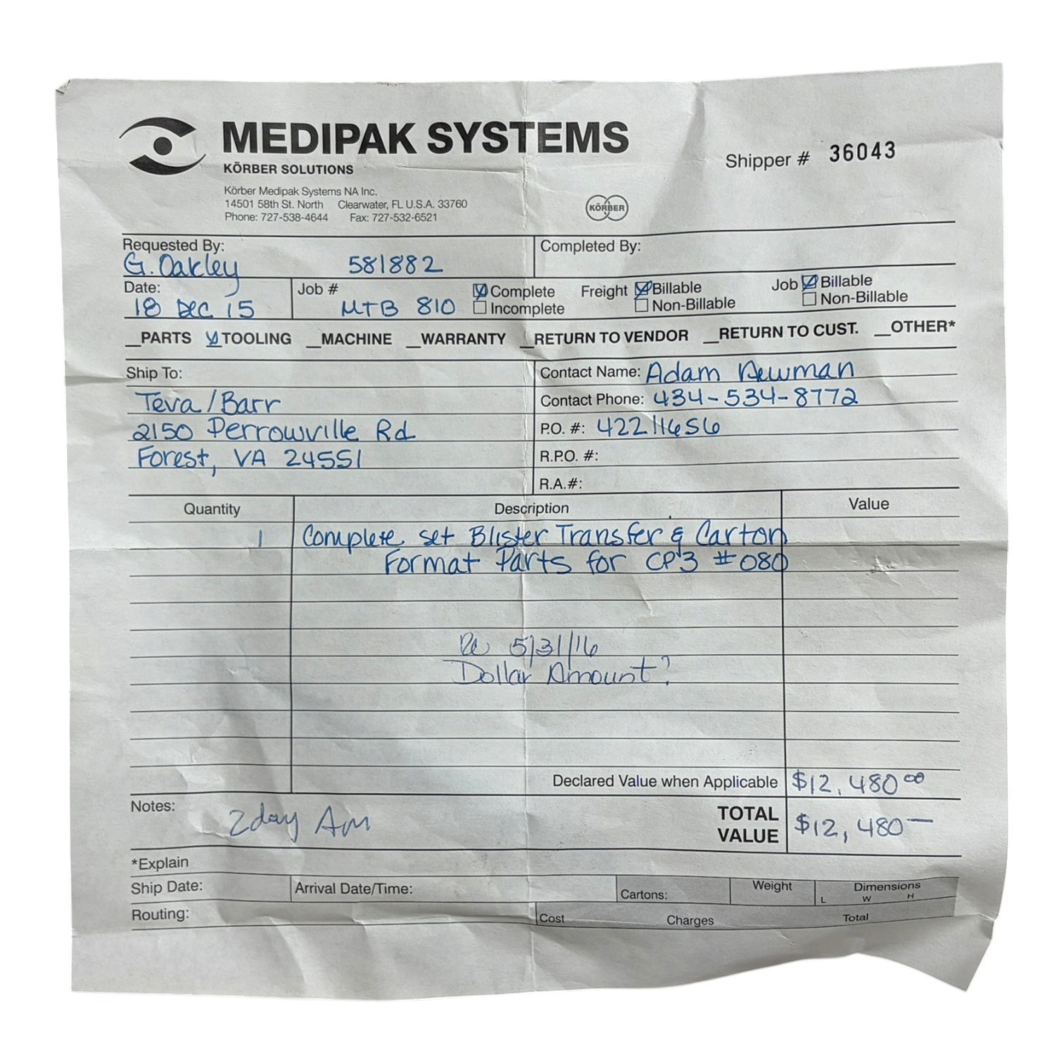 Used Mediseal CP3 P70 Blister Transfer Carton Format Parts Guarding Kit Medipak