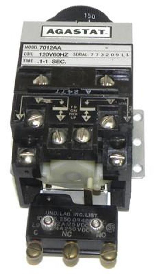 Used AGASTAT 7012AA TIME DELAY RELAY ON-DELAY DPDT 120VAC 0.1-1SECOND