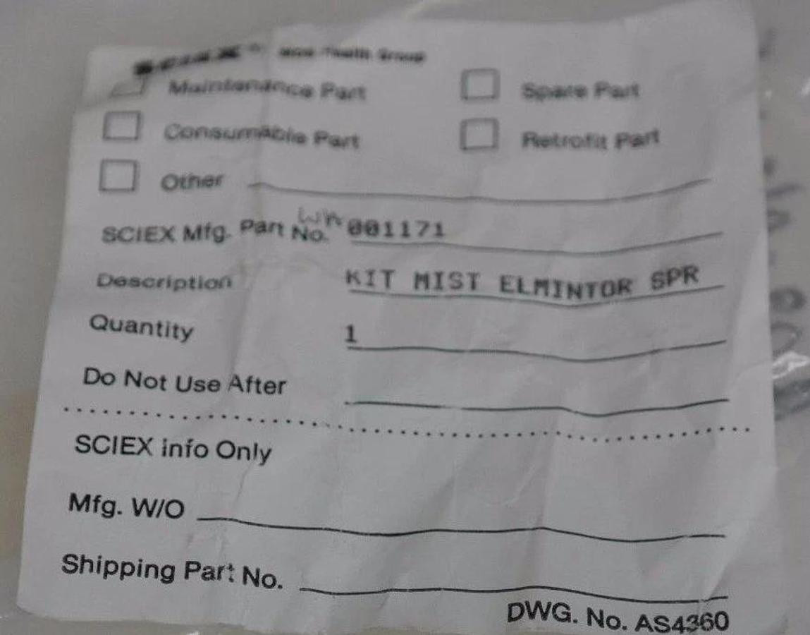 NEW MDX SCIEX O-RINGS FOR 001171 MIST ELIMINATOR SPR KIT 000365 000317 000362