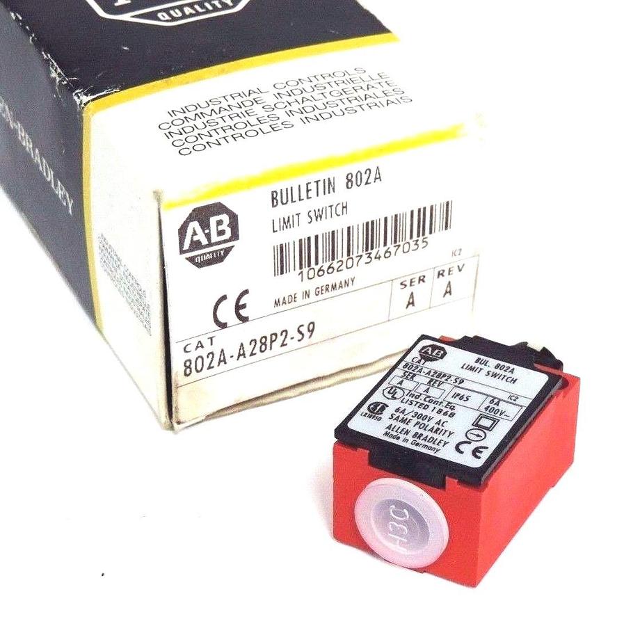 Used NIB ALLEN BRADLEY 802A-A28P2-S9 LIMIT SWITCH SER. A REV. A 240V 10A 802AA28P2S9