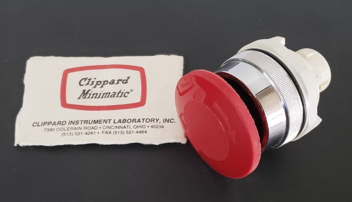 Used NEW CLIPPARD PS-L3M-R MUSHROOM HEAD PUSHBUTTON TWIST RELEASE PSL3MR