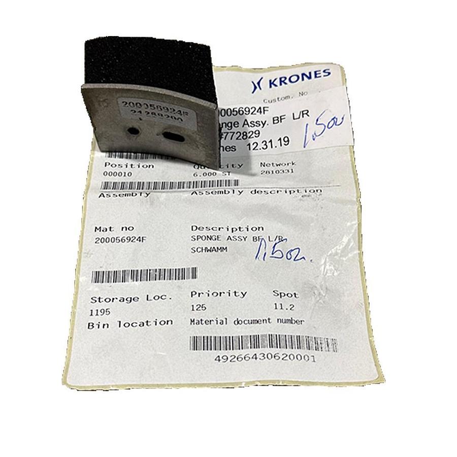 Used NEW KRONES 200056924F SPONGE ASSEMBLY BF L/R 21268290