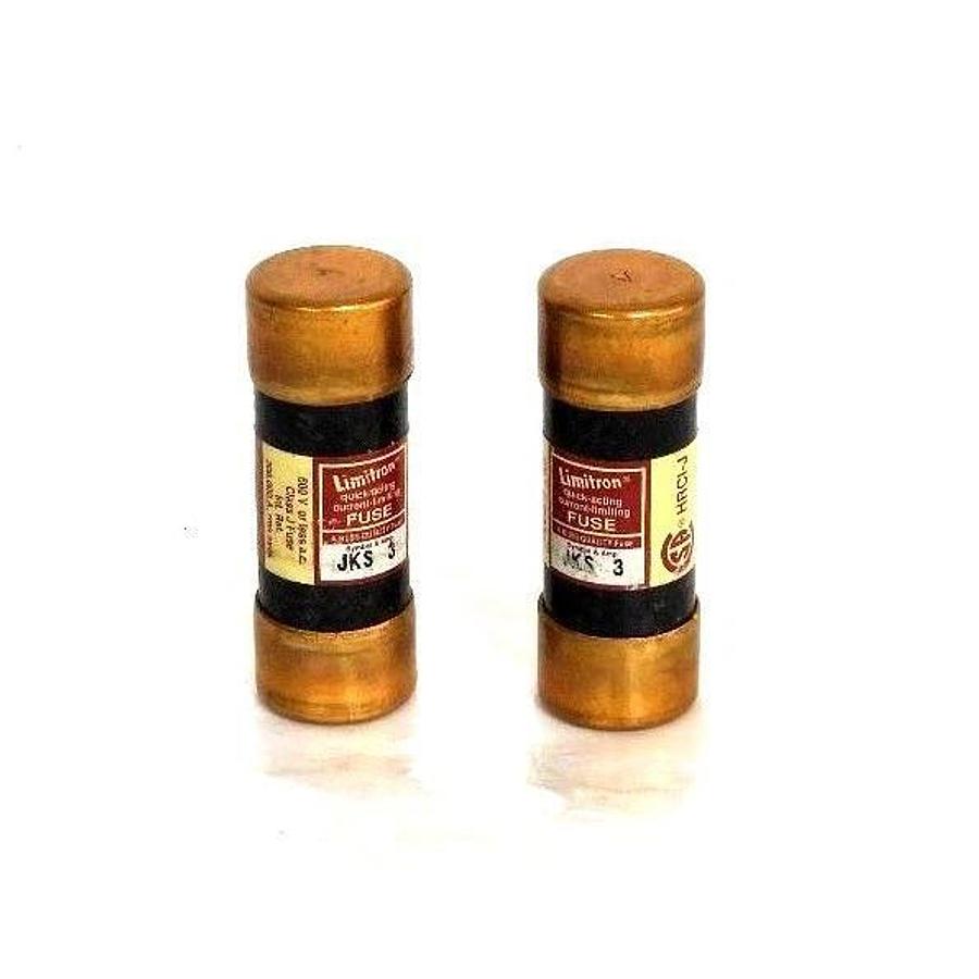 Used LOT OF 2 COOPER BUSSMANN JKS-3 FUSETRON FUSES JKS3 QUICK ACTING