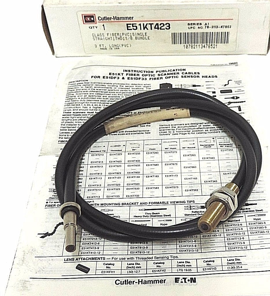 NIB CUTLER-HAMMER E51KT423 CLASS FIBER OPTIC CABLE 3FT LONG SERIES A1