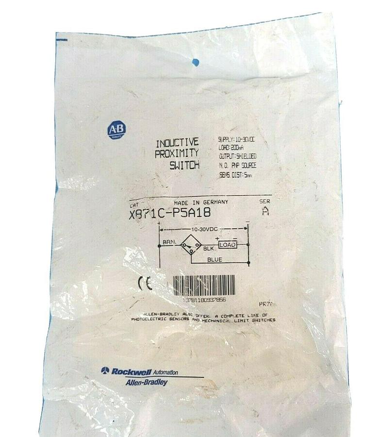 Used ALLEN BRADLEY X871C-P5A18 PROXIMITY SWITCH X871CP5A18 SER. A