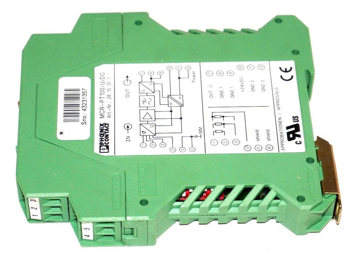 Used PHOENIX CONTACT MCR-PT100/U/DC TEMPERATURE TRANSDUCER ART. NO: 2810311