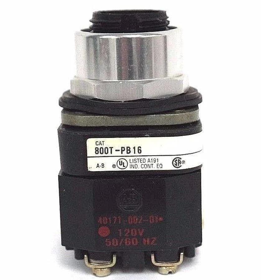 Used ALLEN BRADLEY 800T-PB16 PUSHBUTTON SER. T, 40171-002-01 W/ 800T-XA, SER. D, 120V
