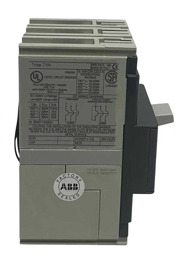 Used ABB SACE Tmax T1N / T1N040TLA / 1SDA061803R1 CIRCUIT BREAKER 40A 3-POLE AUX NSNP