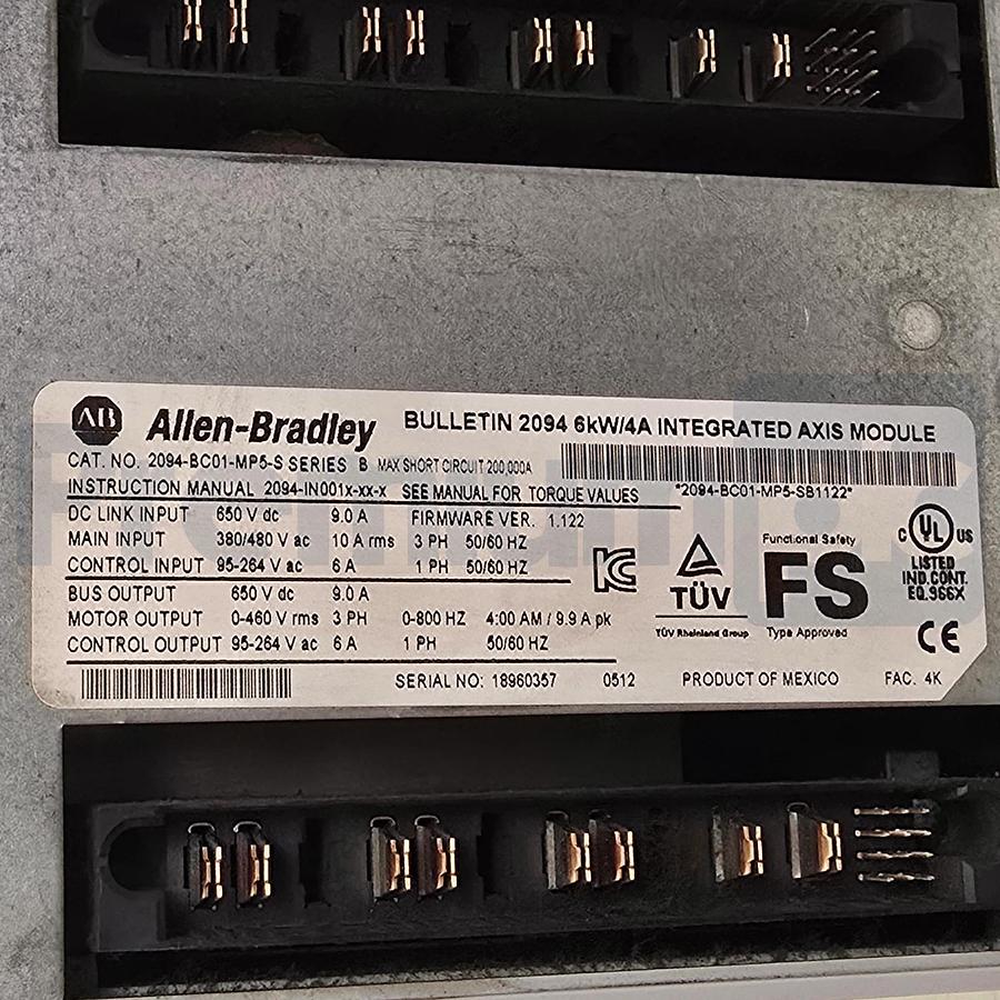 Used Allen Bradley 2094-BC01-MP5-S /B Kinetix 6000 Integrated Axis Module 6kW USPI