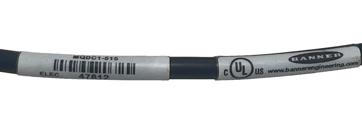 Used BANNER MQDC1-515 STRAIGHT FEMALE CONNECTOR CYJV CABLE 5-PIN M12 16.4FT 7WA1 NSNP