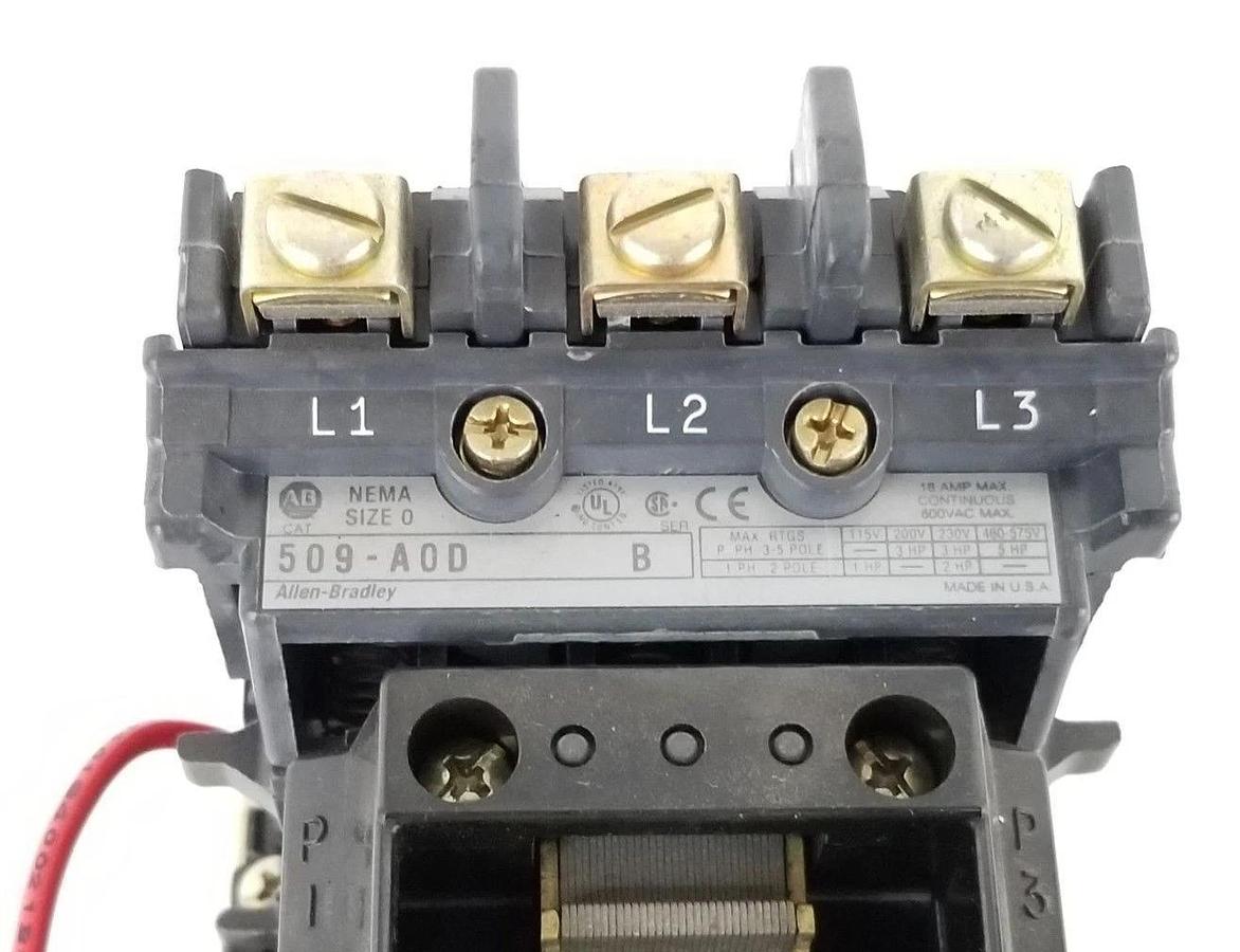 Used ALLEN BRADLEY 509-AOD NON-REVERSING STARTER SER. B W/ 42185-800-01 RELAY 509-A0D
