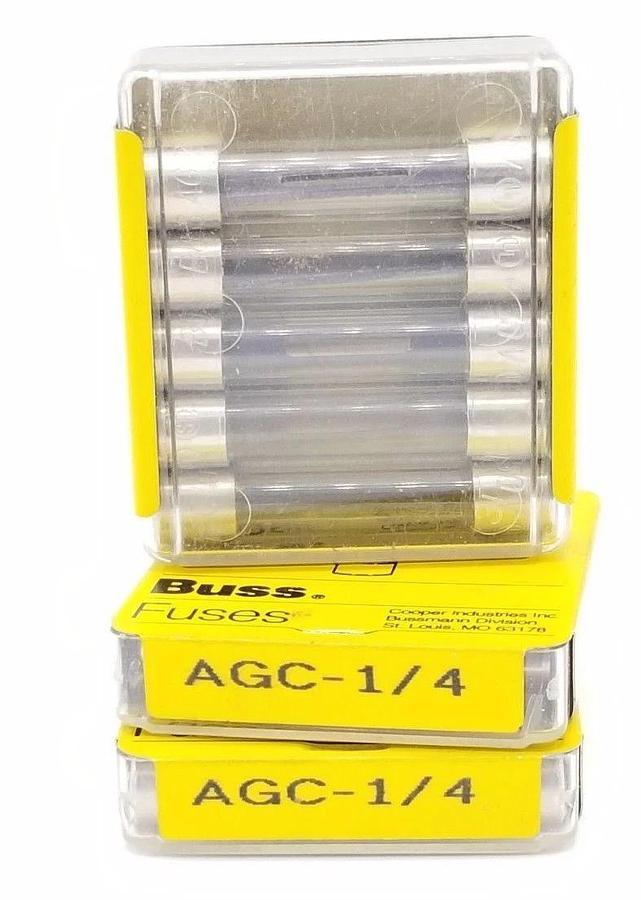 Used LOT OF 15 NEW BUSSMANN AGC-1-1/4 MINI FUSES 1 AMP, 250VAC, AGC114