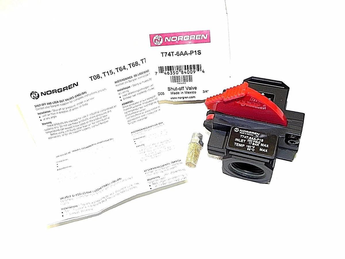 Used NIB NORGREN T74T-6AA-P1S SHUT OFF VALVE T74T6AAP1S