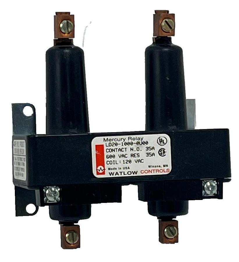 Used WATLOW LD20-1000-0U00 Mercury Displacement Relay 20A 120VAC 120V Coil SPST N.O.