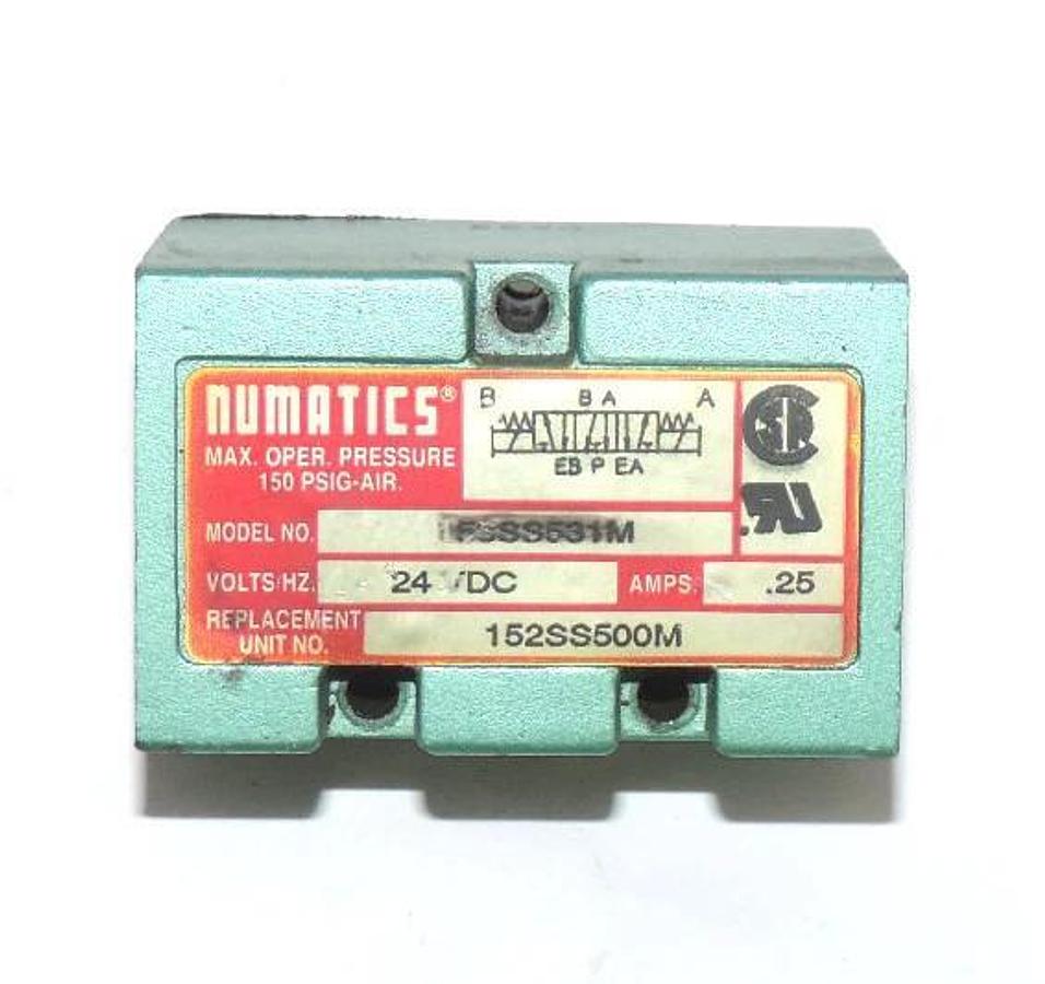 Used NUMATICS 15SSS531M SOLENOID VALVE 152SS500M, 24 VDC .25AMPS