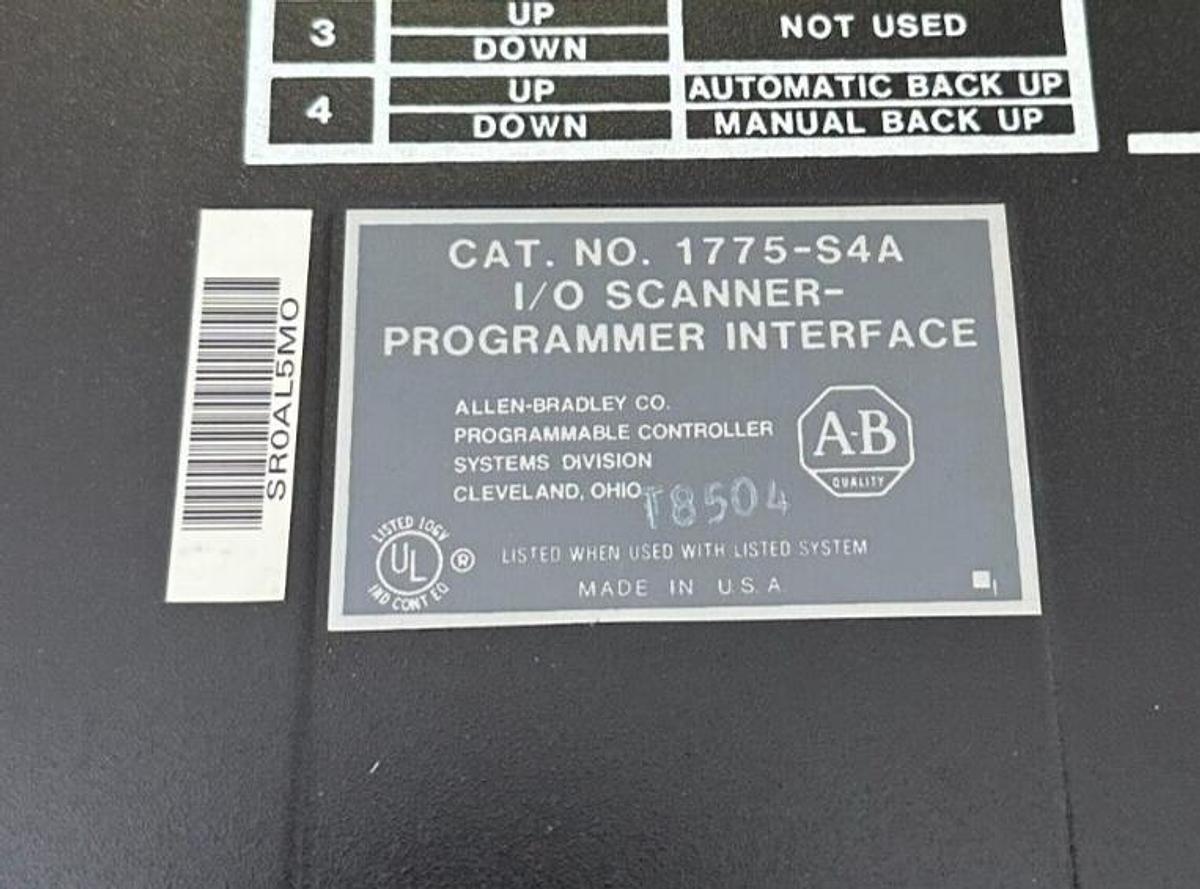 Used ALLEN BRADLEY 1775-S4A /A I/O SCANNER-PROGRAMMER INTERFACE 1775S4A