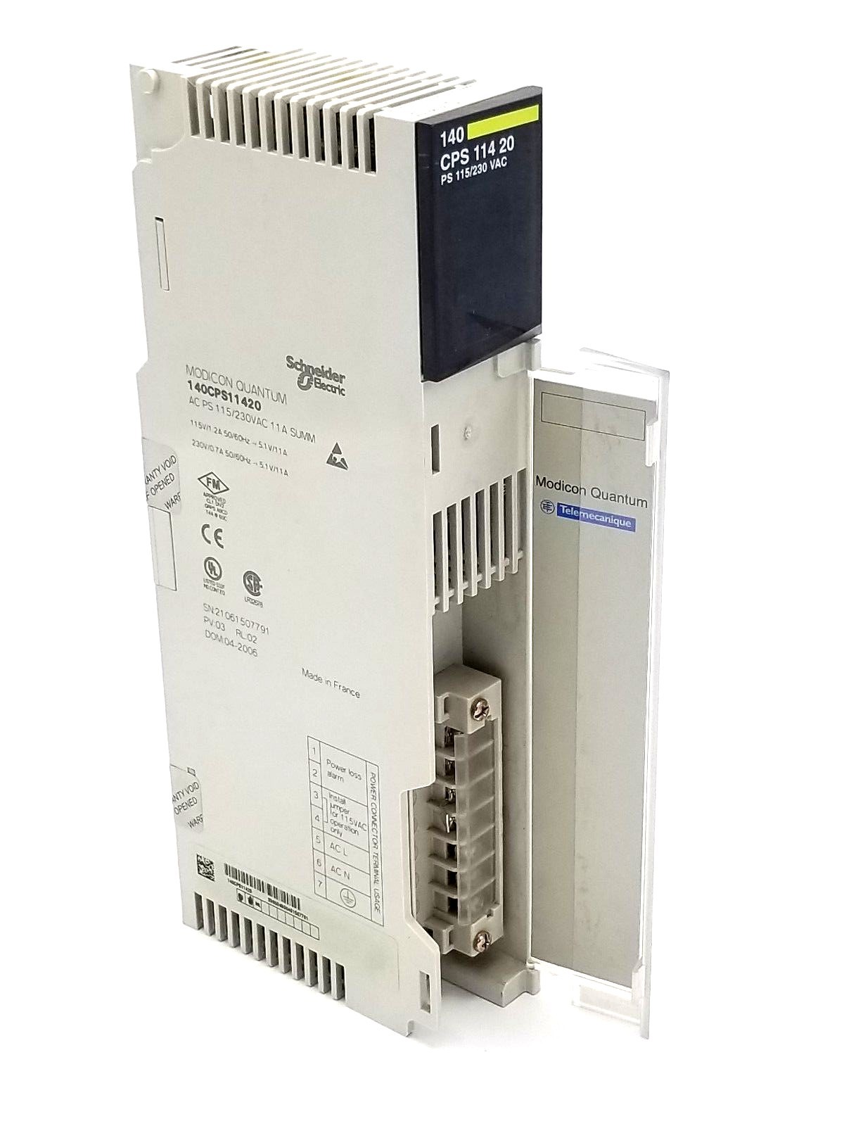 Used SCHNEIDER MODICON QUANTUM 140-CPS-114-20 PV:03 RL:02 AC POWER SUPPLY 140CPS11420