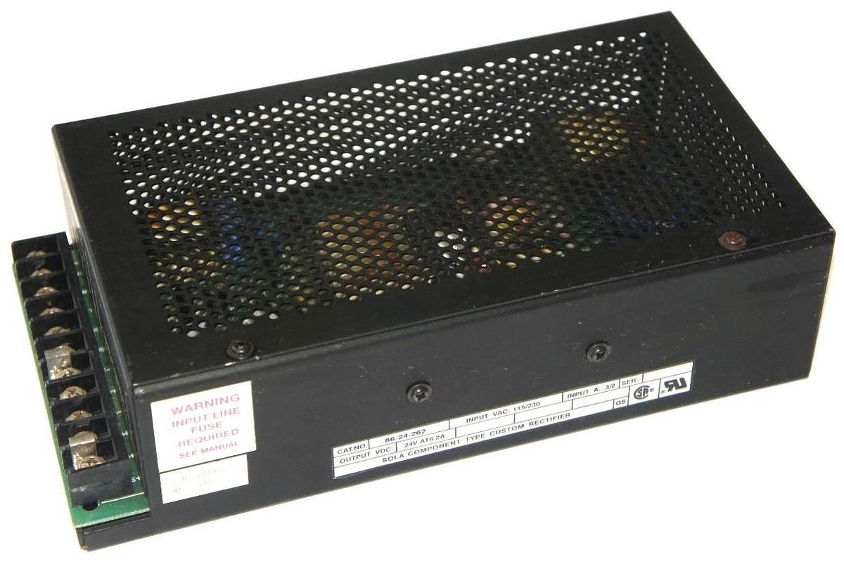 Used SOLA ELECTRIC 86-24-262 POWER SUPPLY, 115/230VAC 3/2A INPUT, 24VDC 6.2A OUTPUT