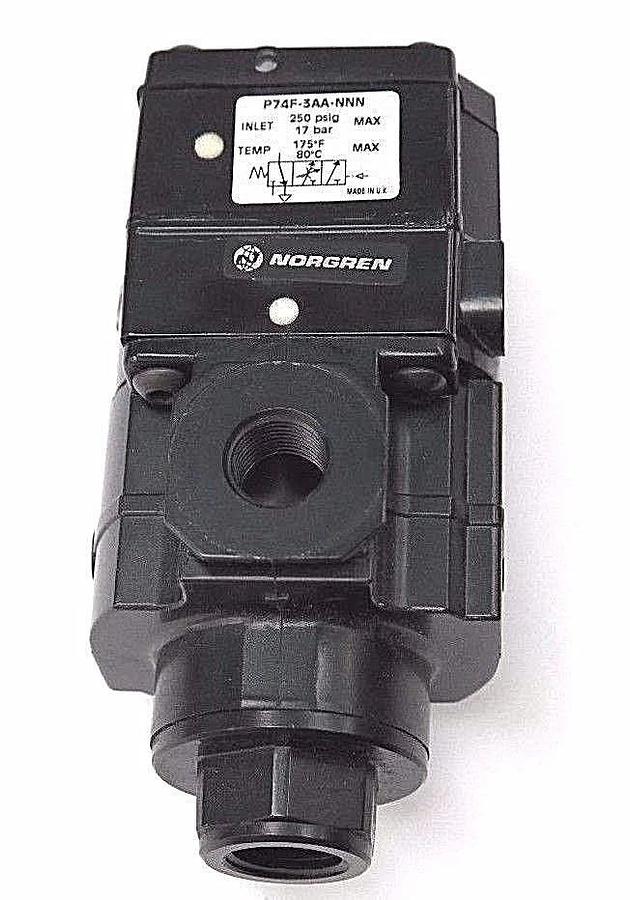 Used NIB NORGREN P74F-3AA-NNN VALVE AIR PILOT SOFT START 250PSIG, 17BAR, 175F, 80C
