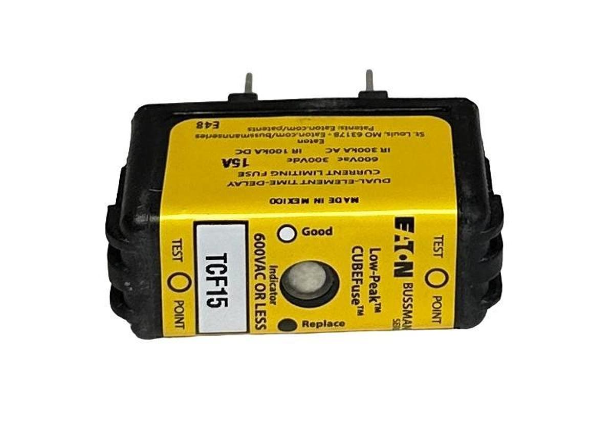 12 EATON TCF15 BUSSMANN SERIES LOW-PEAK CUBEFuse 600VAC/300VDC 15A NSMP