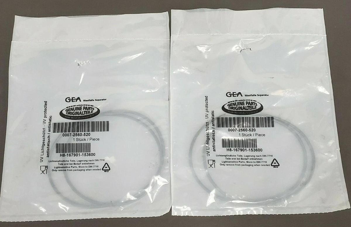 Used LOT OF 2 NEW GEA WESTFALIA SEPARATOR 0007-2560-520 O-RINGS