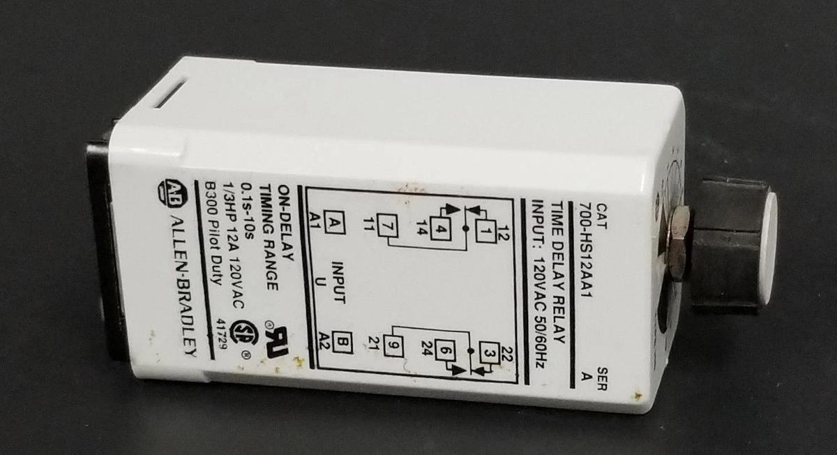 Used ALLEN BRADLEY 700-HS12AA1 TIME DELAY RELAY 700HS12AA1, SER. A, 0.1S-10S
