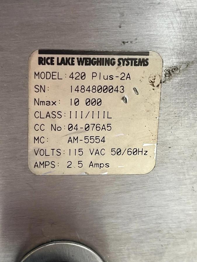 Used Rice Lake 420 Plus -2A Indicator 85124/01 & (2) RL20000I-25 S-Beam Load Cells