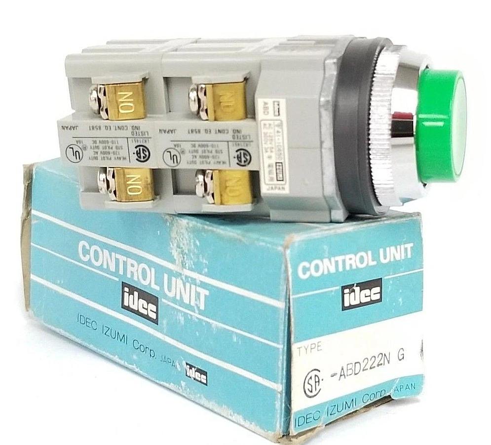 Used NIB IDEC ABD222N-G CONTROL UNIT ABD222NG, 41-10650, GREEN PUSHBUTTON