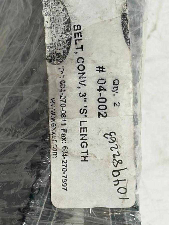 LOT OF 2 NEW Wexxar 04-002 Conveyor Belts 3" S Length Rough Top case Taper