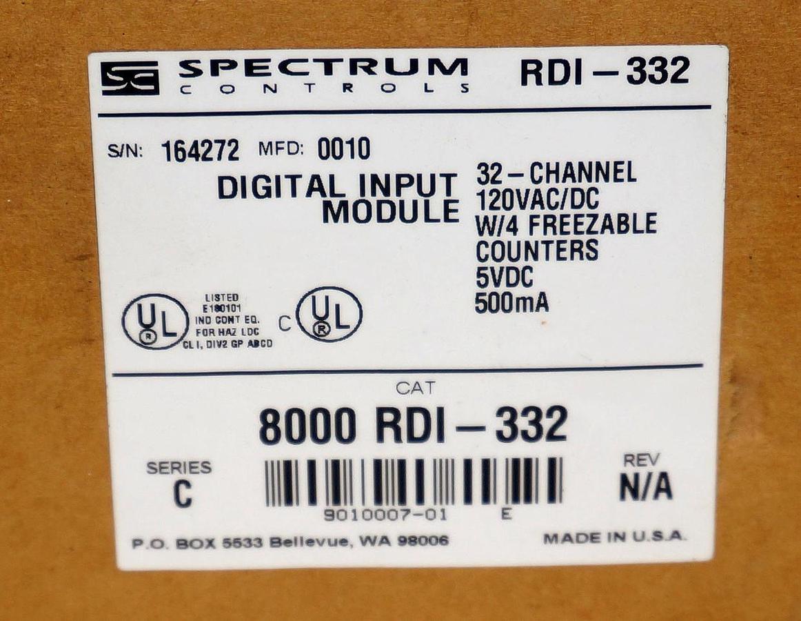 Used NIB SPECTRUM CONTROLS 8000-RDI-332 INPUT MODULE SER. C, 32 CHANNEL, 8000RDI332