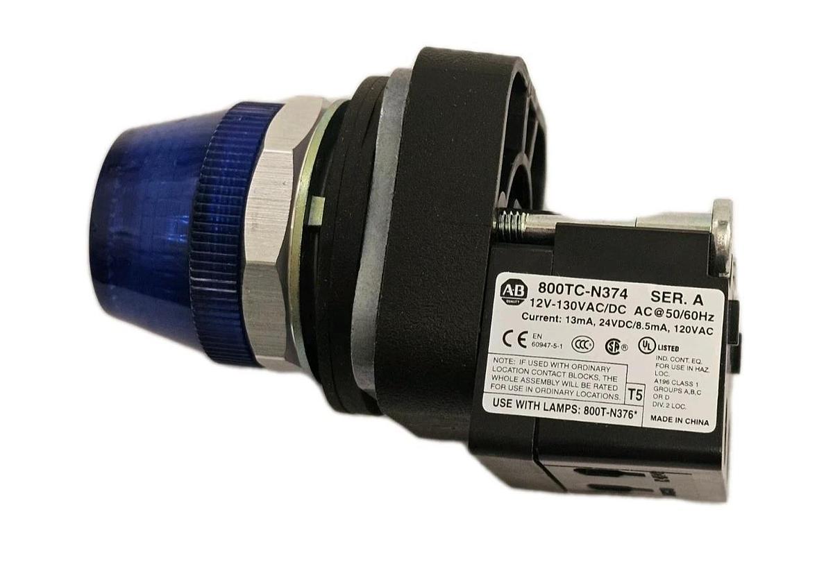 NEW ALLEN BRADLEY 800T-QH2B PILOT LIGHT 800TQH2B SER. V BLUE WITH 800TC-N374