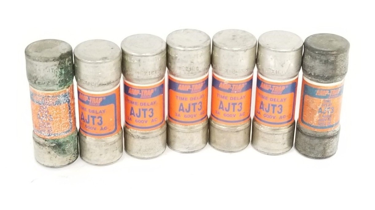Used LOT OF 7 FERRAZ SHAWMUT AJT3 AMP-TRAP 2000 TIME DELAY FUSES 6A, 600V