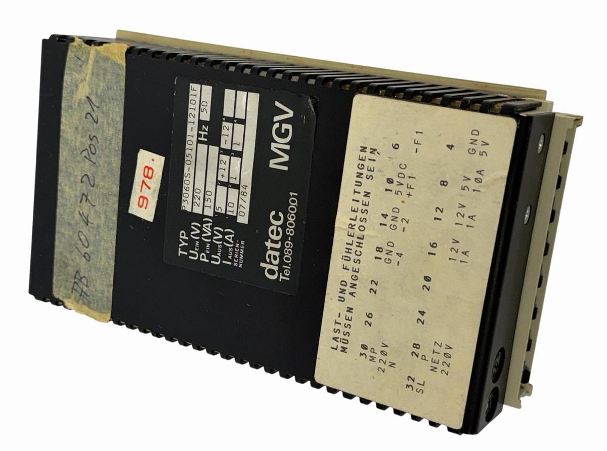 Used DATEC MGV P3060S-05101-12101F POWER SUPPLY MODULE 220V 50HZ 150VA