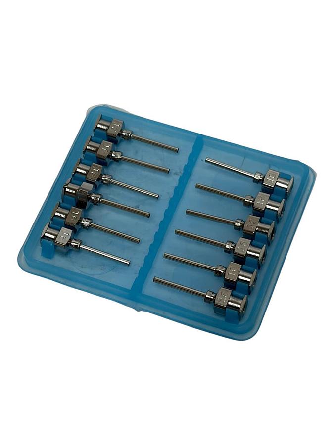 Lot of 12 Unicontrols 16 x 15mm Industrial Metal Dispensing Needles UNS Series