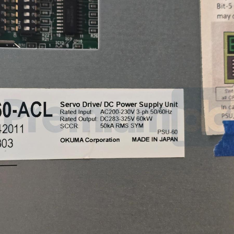 Refurbished Okuma PSU-60-ACL U:2.01 R:303 DC Servo Power Supply Unit 60kW U3103-0006-001R