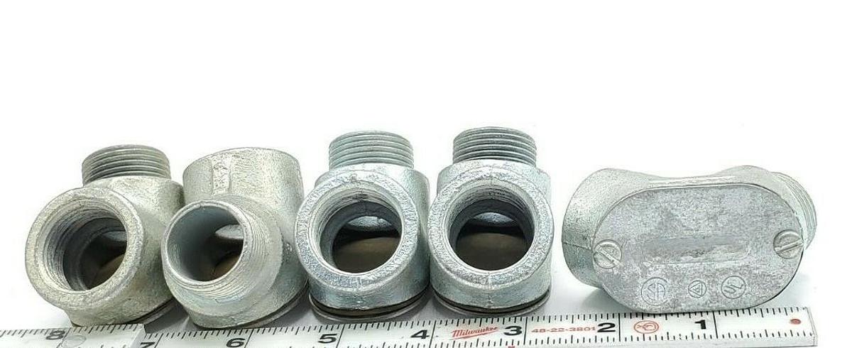 Used LOT OF 5 NEW APPLETON 3/4" 90 DEGREE ELBOW CONDUIT FITTINGS 13 F TO C M