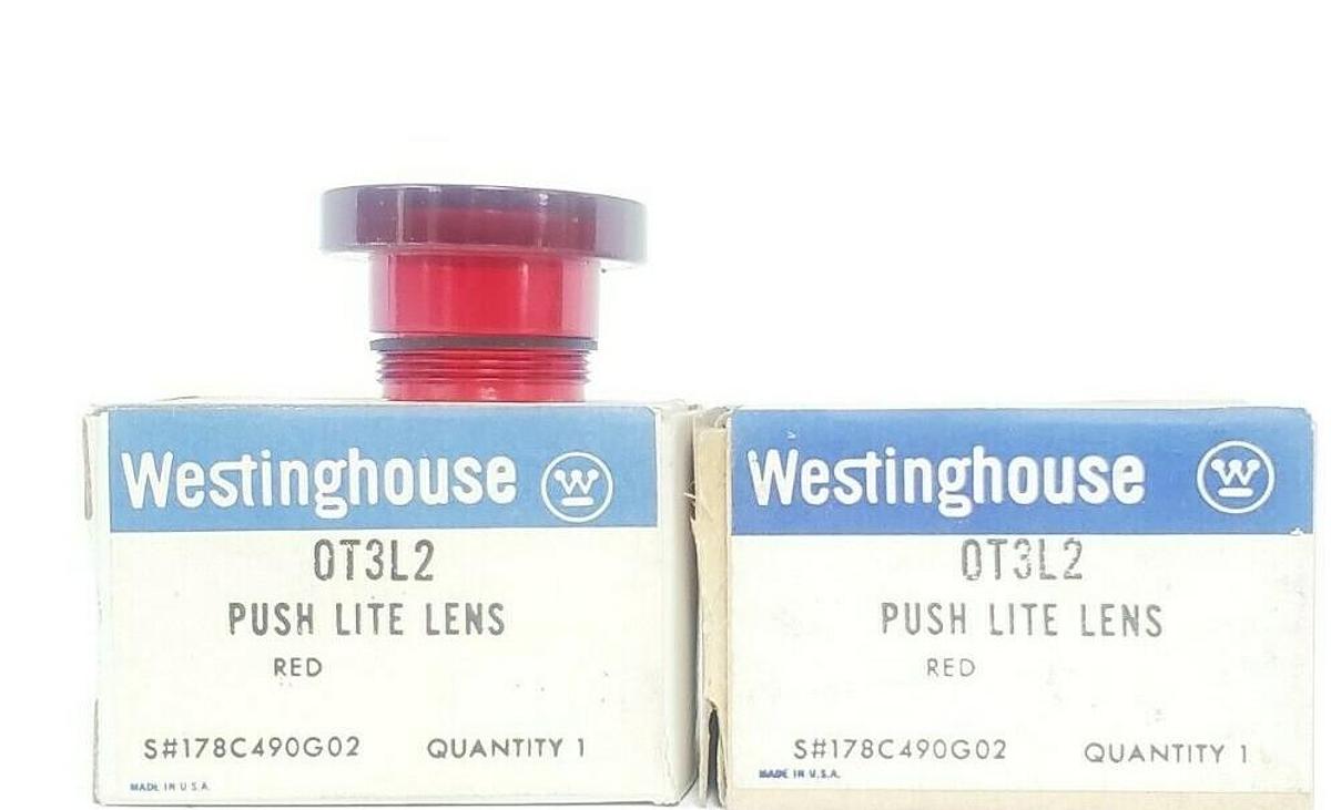 Used LOT OF 2 NIB WESTINGHOUSE OT3L2 PUSH LITE LENSES RED