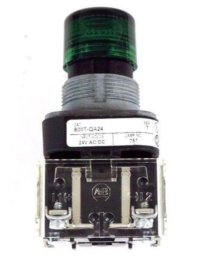 Used NEW ALLEN BRADLEY 800T-QA24 ILLUMINATED PUSHBUTTON GREEN SER T W/ 800T-XA SER D