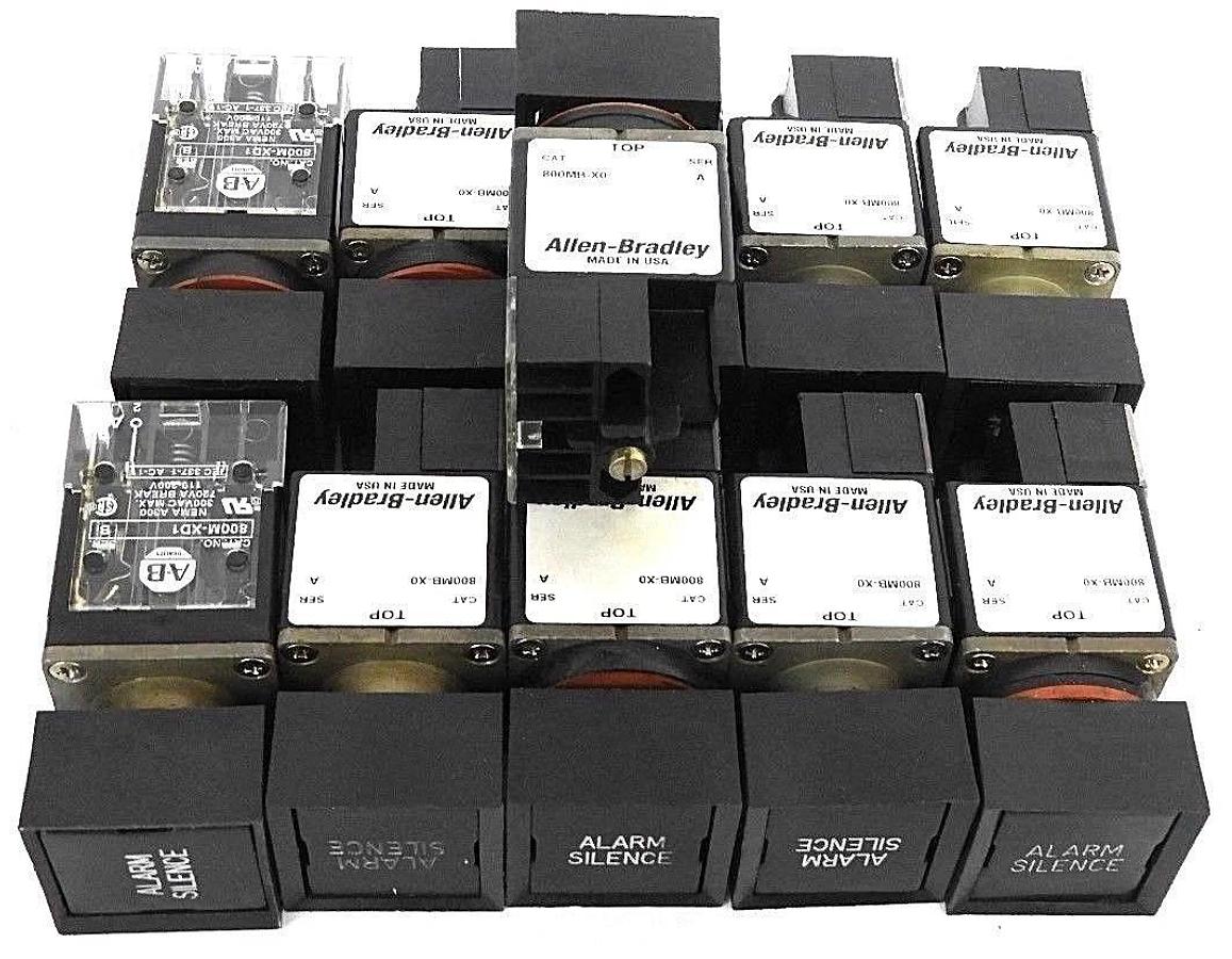 Used LOT OF 11 ALLEN BRADLEY 800MB-X0 PUSHBUTTON SWITCHES SER. A 800MB-XO W/ 800M-XD1