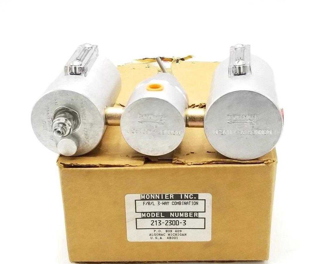 NEW MONNIER 213-2300-3 FILTER/REGULATOR/LUBRICATOR F/R/L 3-WAY COMBINATION