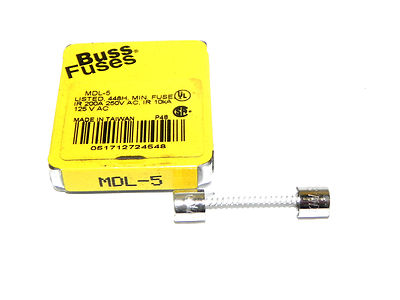 Used NEW COOPER BUSSMANN MDL-5 FUSES (QTY. 5) MDL5 200A 250V