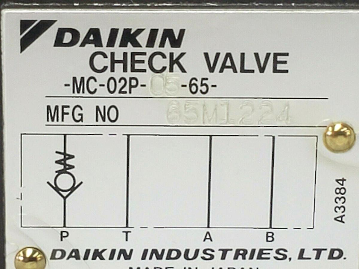 Used NEW DAIKIN MC-02P-05-65 CHECK VALVE 65M1224